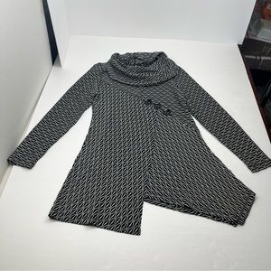 Ali Miles Blouse Women SZ Small Black White Cowl Neck Tunic Top‎ Art To Wear